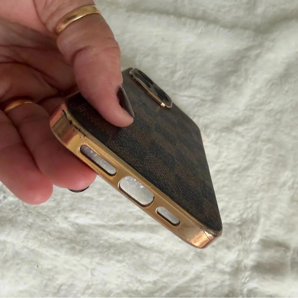 Luxury Brown Checkered Phone Case  14 pro max size